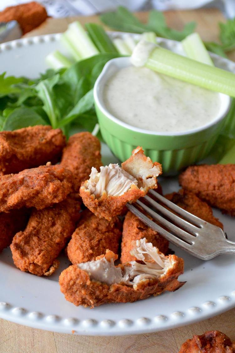 Spicy Chicken Nuggets with Celery and Dip Recipe