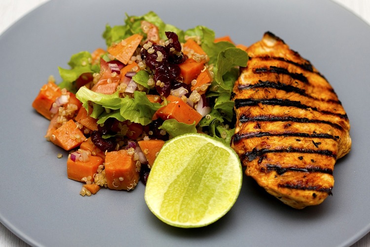 Grilled Chicken with a Quinoa and Sweet Potato Salad Recipe