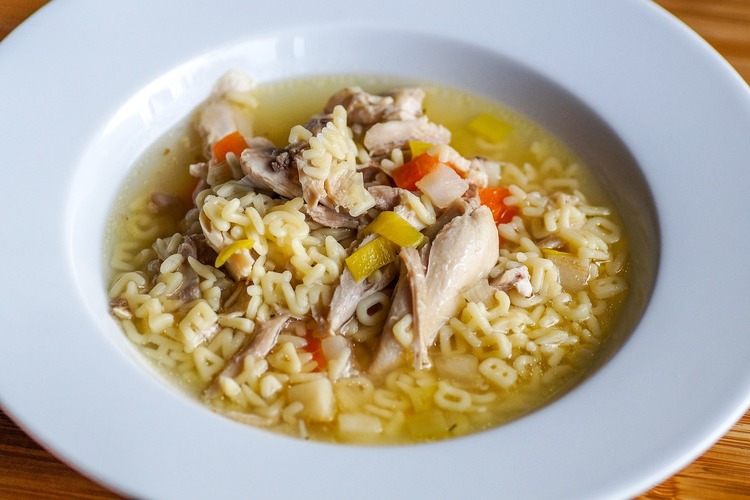 Chicken Recipe - Chicken Noodle Soup with Peppers and Mushrooms